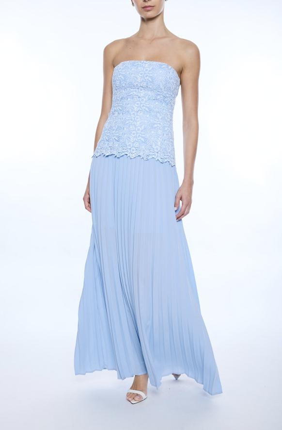 two tone lace dress lonore Two Tone Lace Detail Maxi Dress