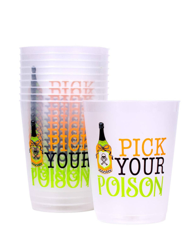 Pick Your Poison Party Cups   Frosted/Orange/Green   16oz   Set of 10