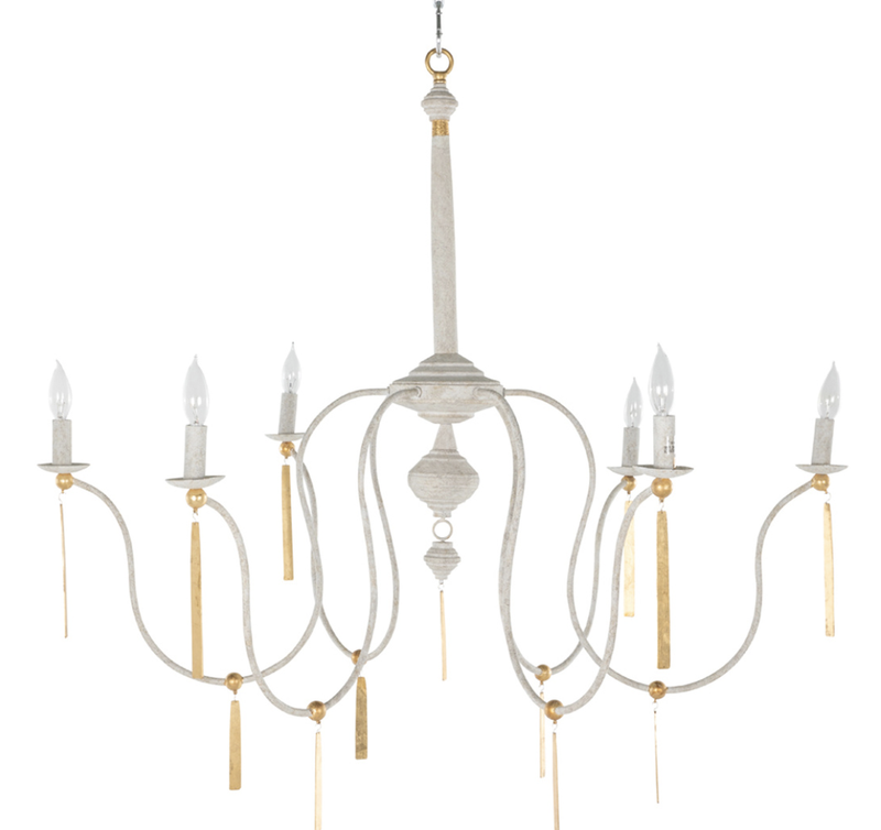 Whitewashed and Gold Chandelier