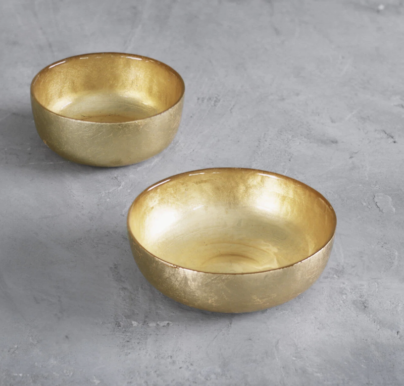 Shallow Glass Gold Foil Bowl