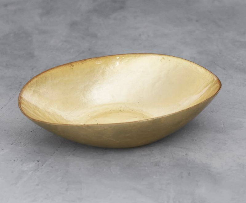 Medium Glass Oval Gold Foil Bowl