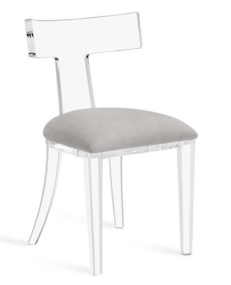 Tristan Acrylic Klismos Chair - Custom Seat