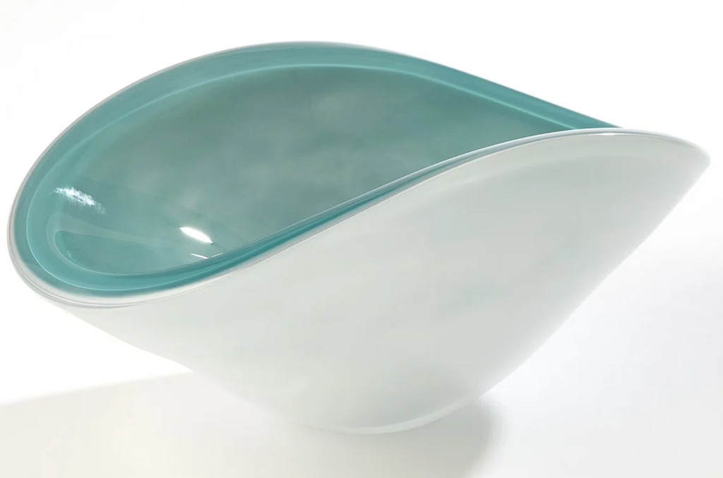 Pinched Cased Glass Bowl-Azure