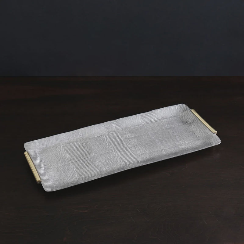 Python gunmetal and gold rectangular tray with handles