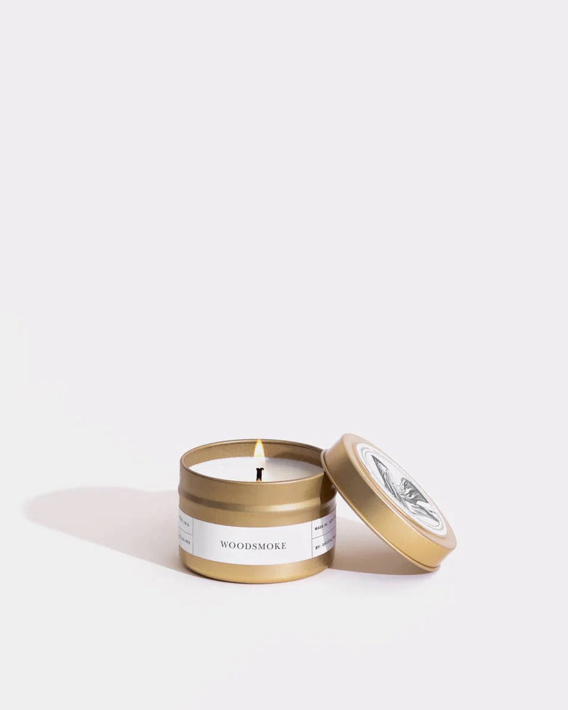 Brooklyn candle :4 oz travel tin:Wood smoke