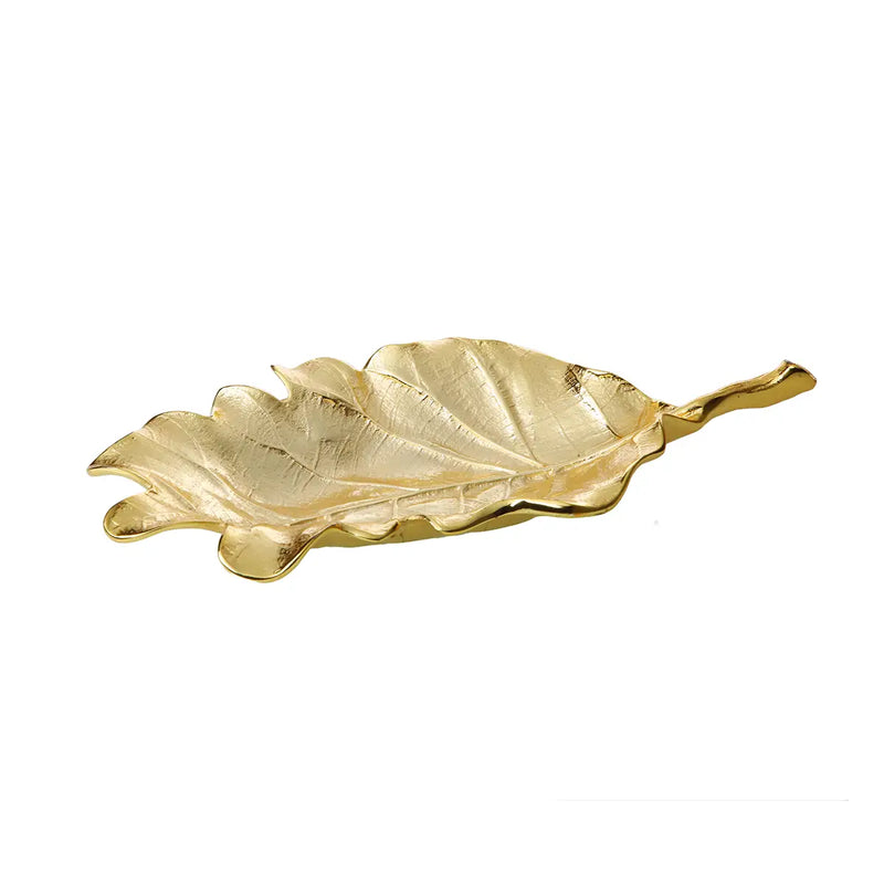 10.75"L x 5.5"W Leaf Gold Dish