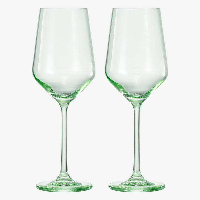 Colored Crystal Wine Glasses, Set of 2, Green 12oz
