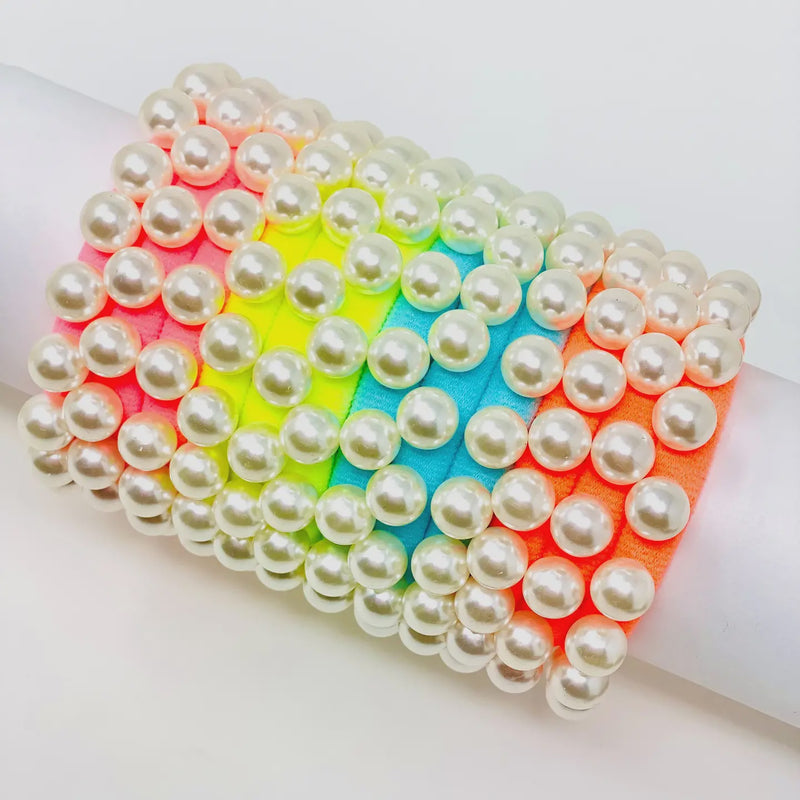 Neon Pearl Hair Tie Set