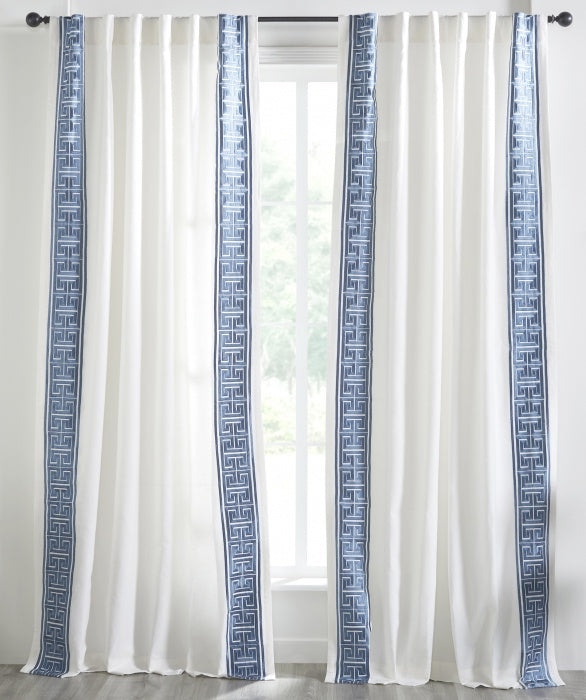 Hallmark Linen Cotton Embroidered Panel / Ivory Blue – MixElements
