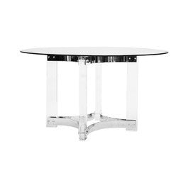 Acrylic Dining Table Base/ nickel with 48”glass