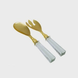 11”L Set Of 2 Salad Servers With Glass Handles