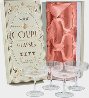 Coupe Glasses Ribbed Cocktail 7oz SET of 4