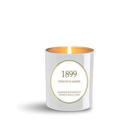 Tobacco & Amber White and Gold 8 oz Premium Candle