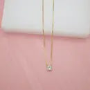 18K Gold Filled Round Cubic Zirconia Stone with A Box Chain Necklace