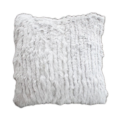 Natural Rabbit Fur Pillow Knitted Ivory
