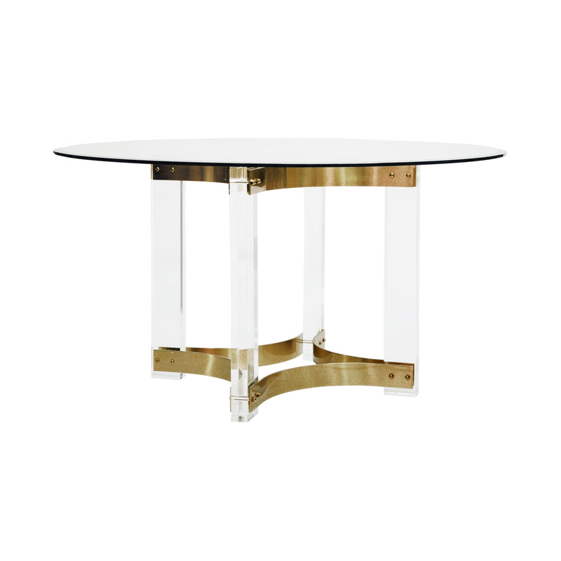 Hendrix Glass Top Round Table/Gold