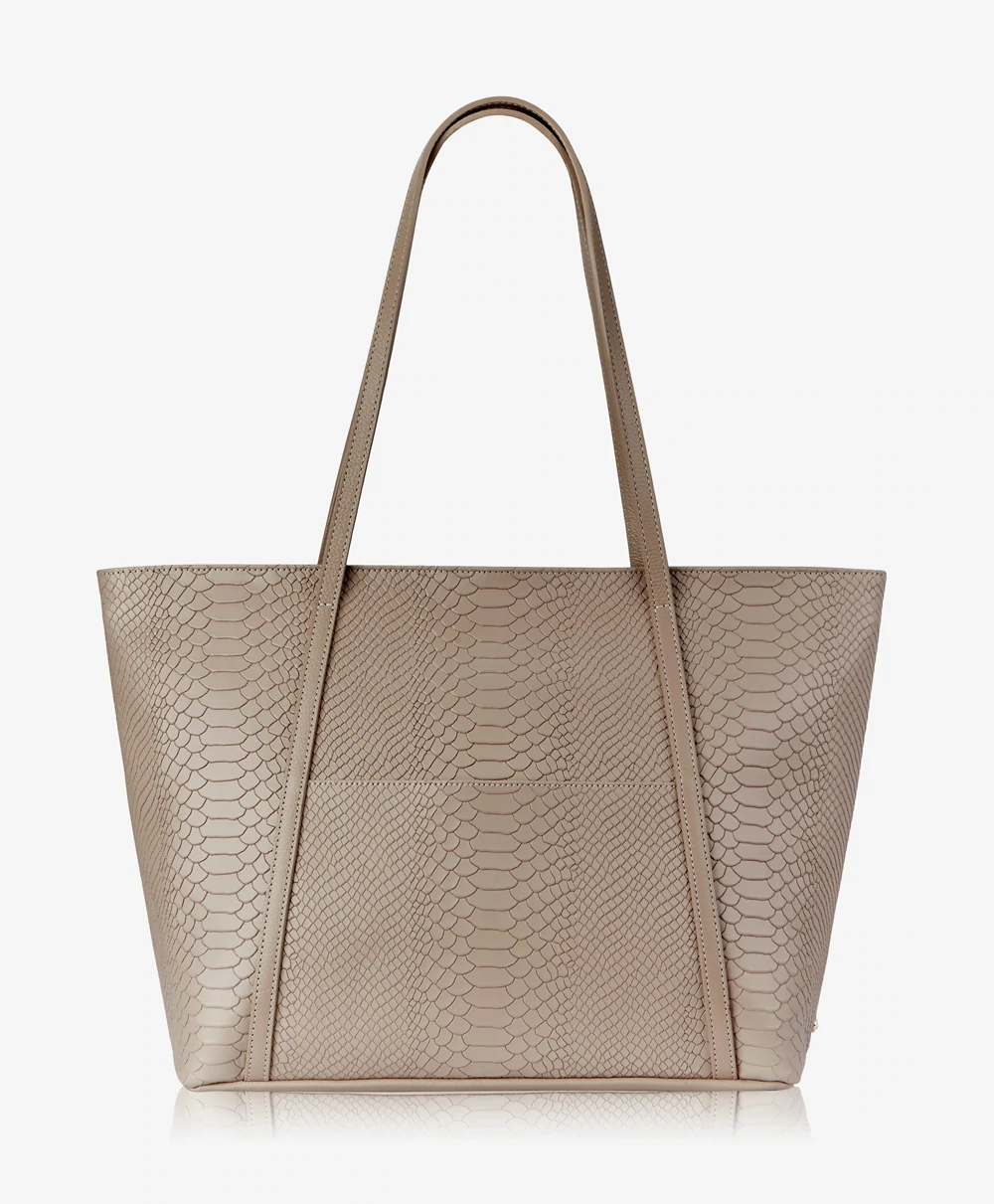 Jessica Embossed Python Leather Zip Tote