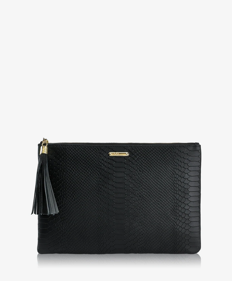 Uber Embossed Python Leather Clutch