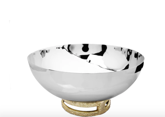 11.5" Stainless Steel Bowl with Gold Loop Base