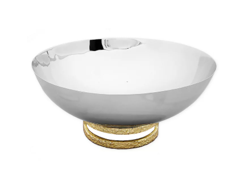 6 inch stainless steel bowl with gold loop base