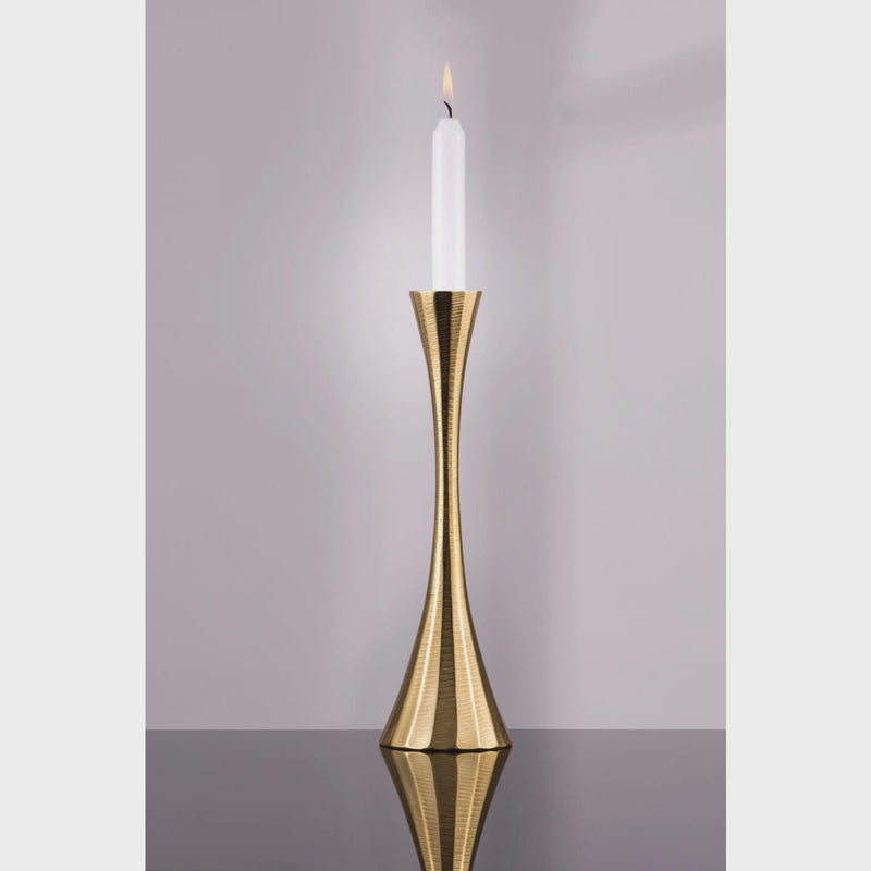 Set of 2 Gold Geometric Candlestick - 12"H