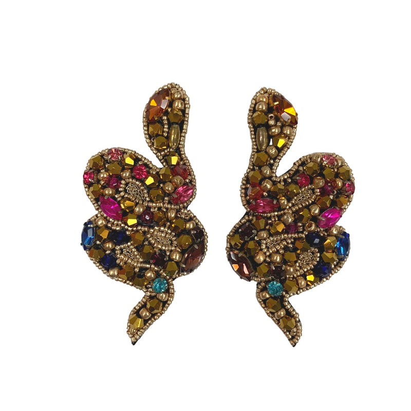 Multi Jeweled Snake Earrings