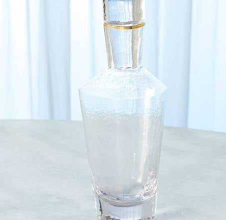 Hammered Decanter- Clear W/ Gold Rim