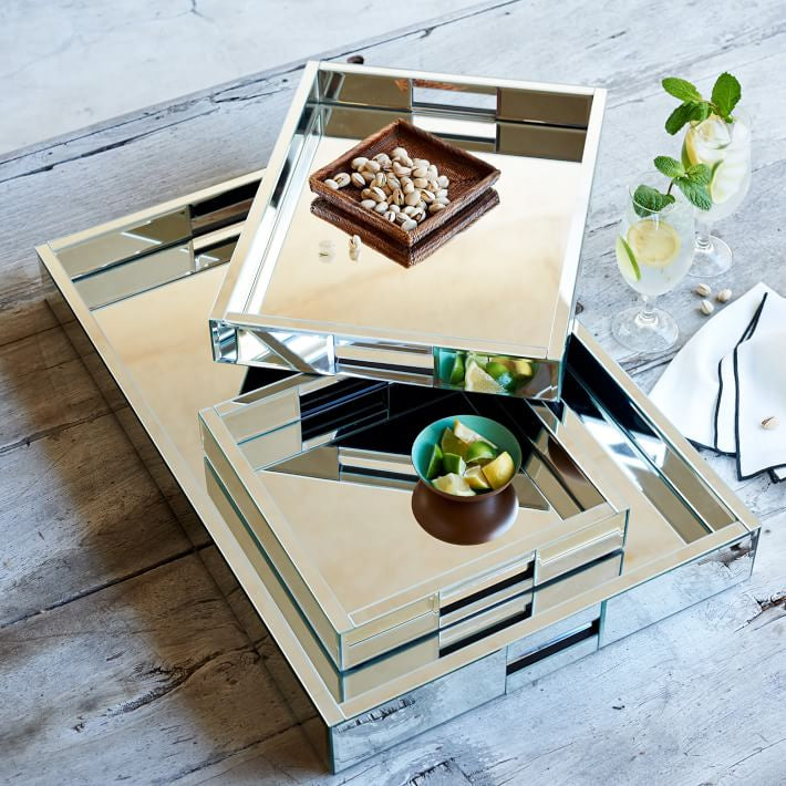 Mirror Wrapped Serving Trays